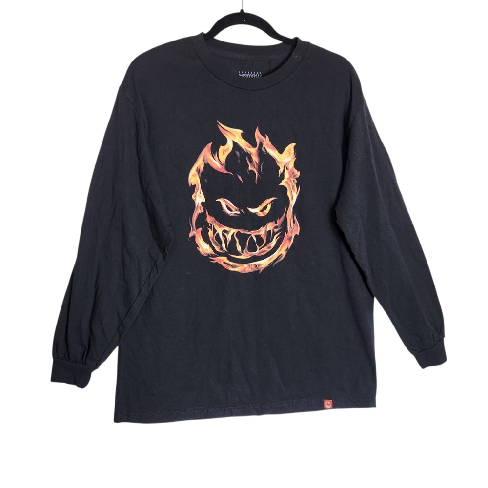 Spitfire Wheels Bighead Flame Logo Long Sleeve Graphic Tee Black Mens L